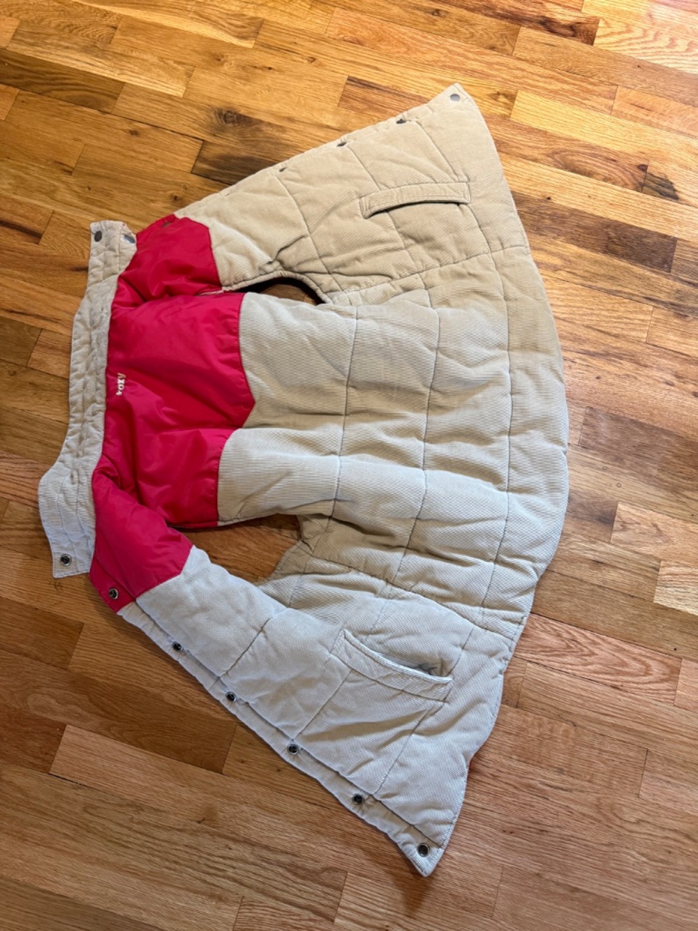ROXY Vintage 90s Y2K Corduroy Red & Tan Reversible Bomber Puffer Vest Women’s M. - Picture 9 of 10